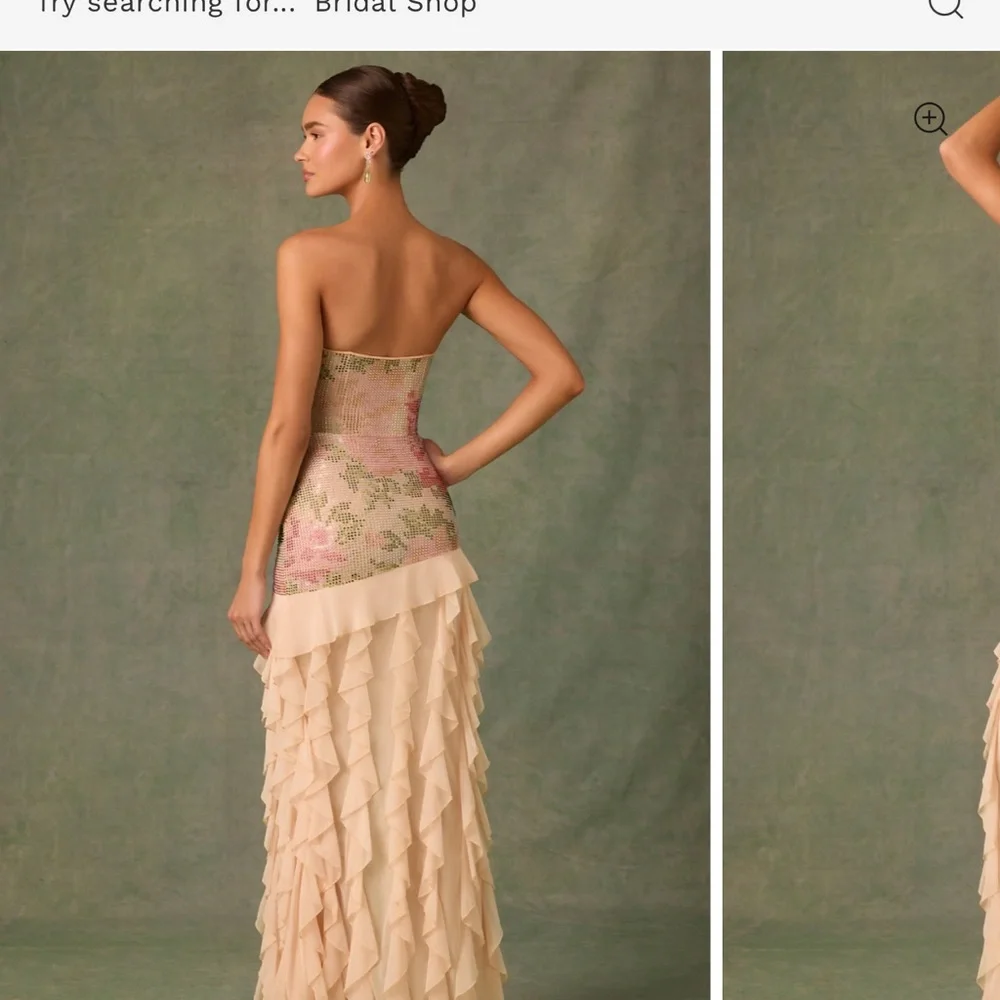 Diletta floral rhinestone ruffle maxi dress with slit - Picture 3 of 4